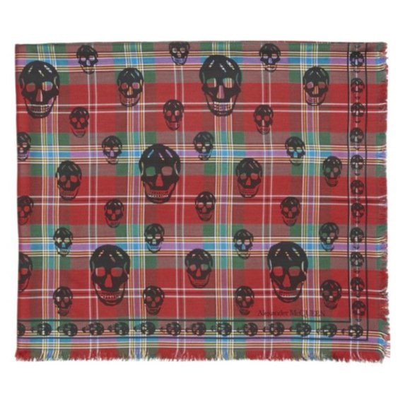 Alexander McQueen Accessories - *Rare* Alexander McQueen Red & Green Tartan Skull Scarf